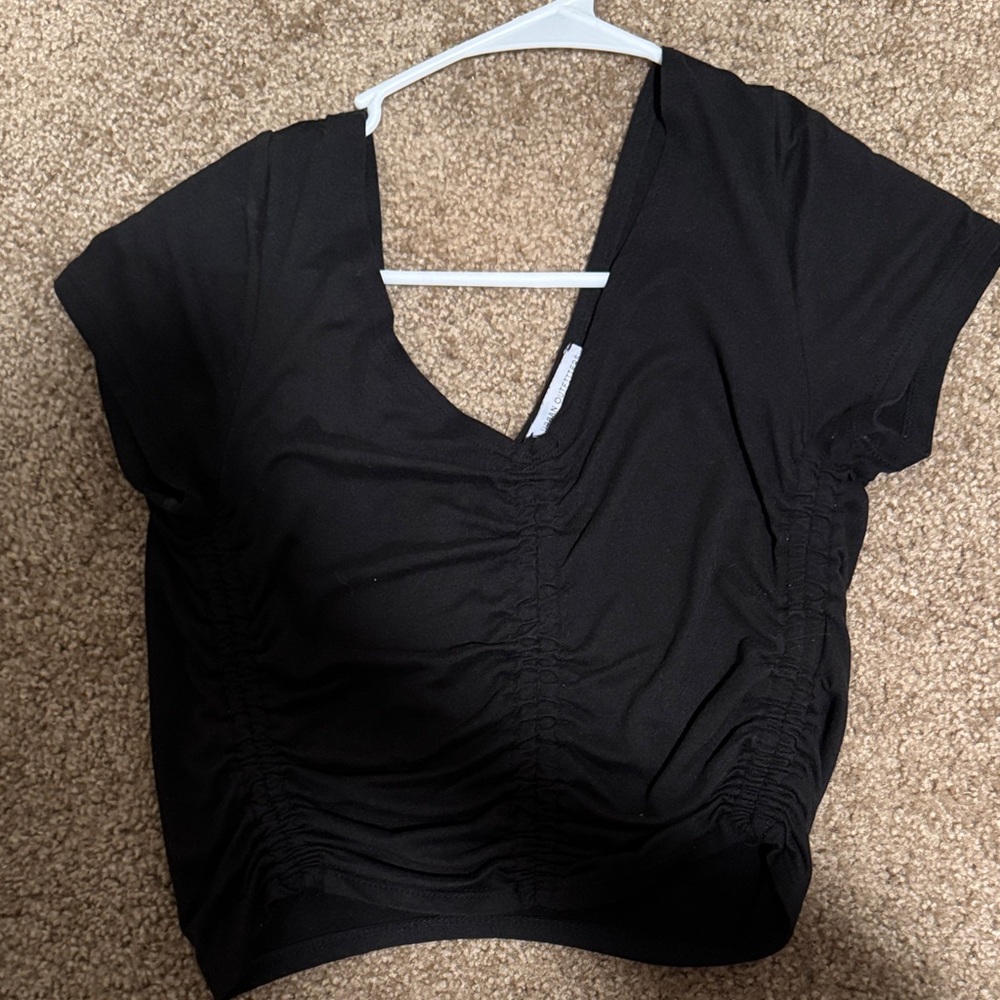 Urban Outfitters Black Ruched Crop Top
